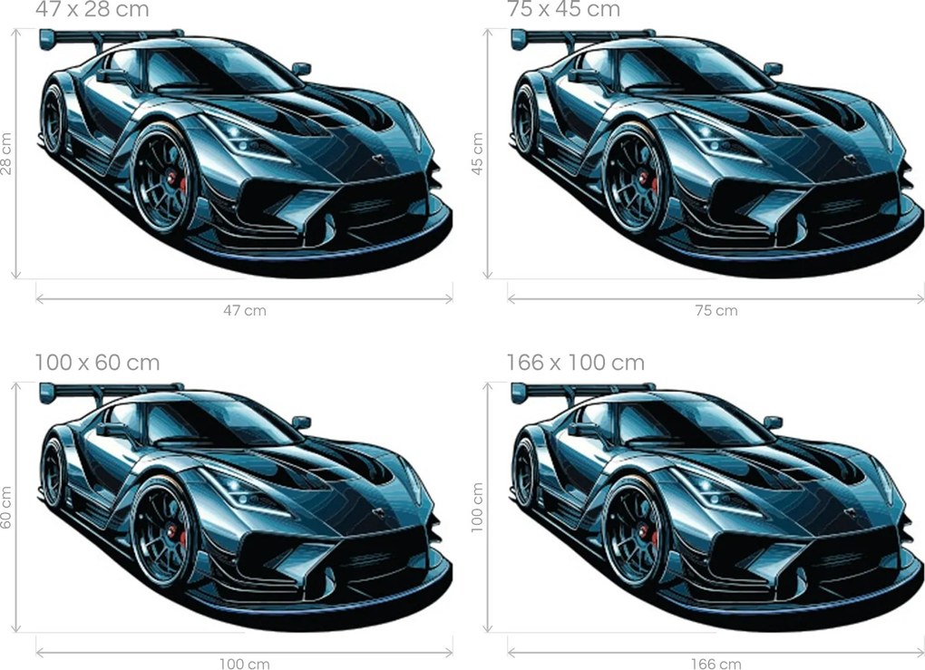 Modrý športiak textilná prelepiteľná nálepka na stenu hárok 47 x 28 cm