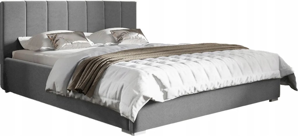 Čalúnená posteľ 140x200 s matracom a kovovým roštom Ledo Šedá
