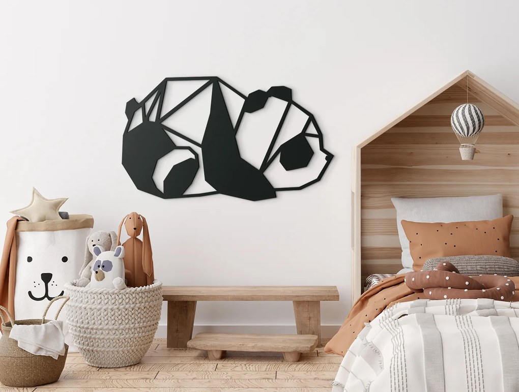 drevko Drevená nálepka do detskej izby Panda Rozmer obrazu: 26 x 44,5 cm, Farba dekorácie: Čierna