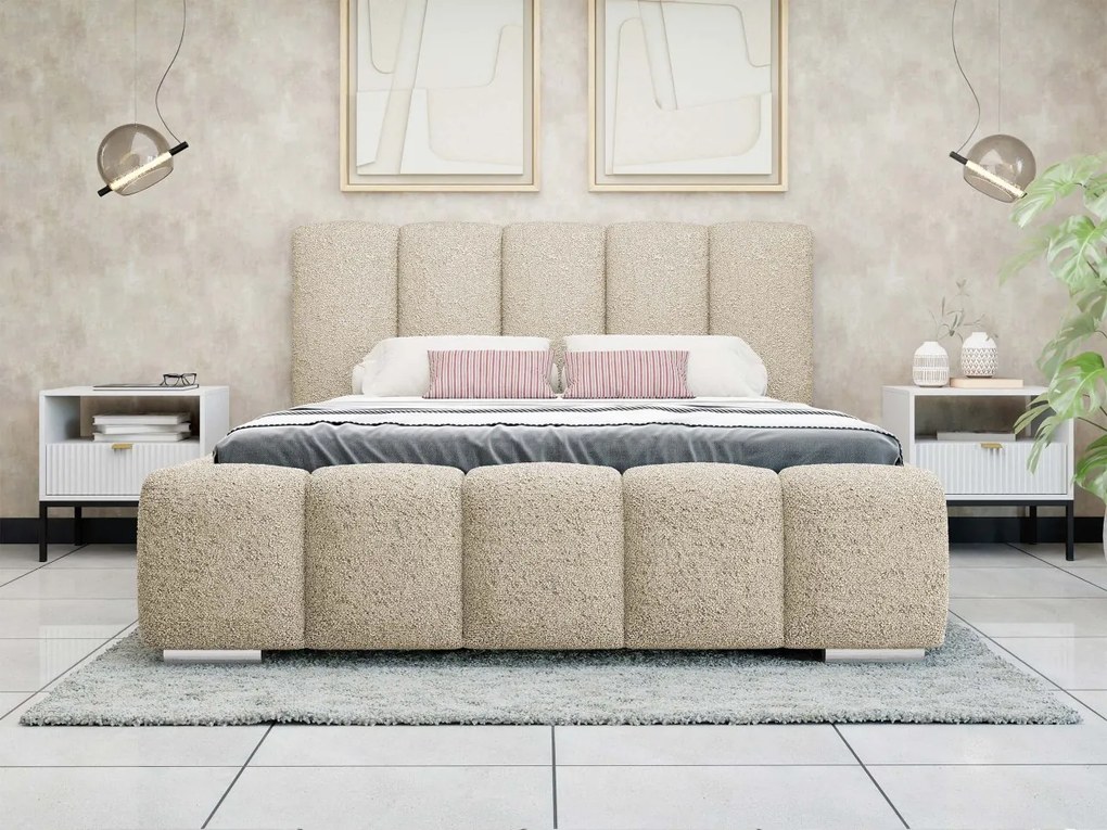Čalúnená manželská posteľ Lisko Boucle, Rozmer postele: 180x200, Farby: Abriamo 07