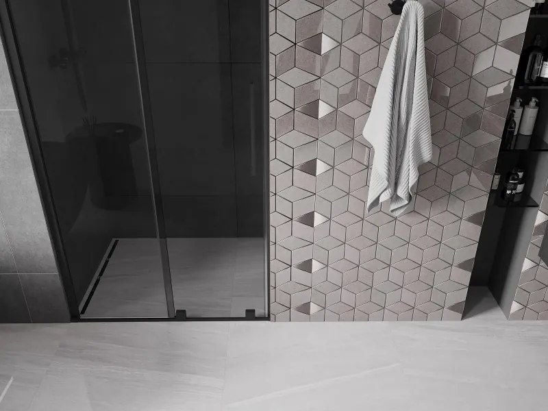 Mexen Velar, posuvné sprchové dvere do otvoru 100 cm, 8mm šedé sklo, čierna matná, 871-100-000-41-70