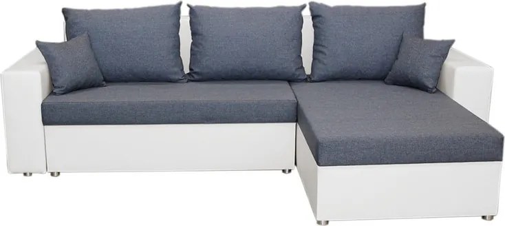 Rohová sedacia súprava Samba II, biela ekokoža/tmavo modrá látka