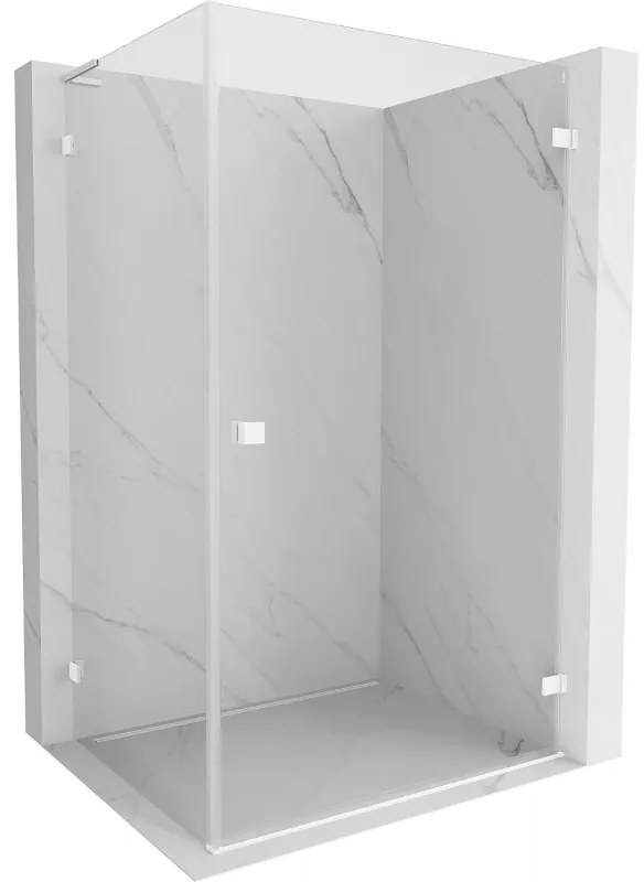 Mexen Lunar-B L výklopný sprchový kút pravý 80 x 70 cm, číre sklo, biela, 832L-080-070-20-00-P