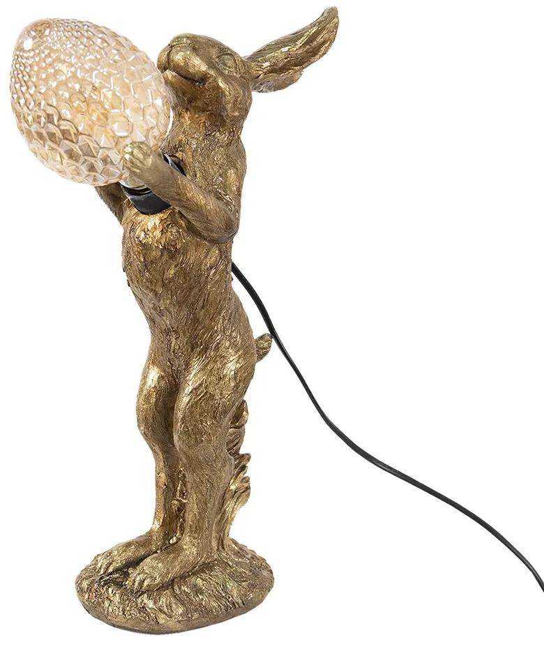 Zlatá stolná lampa s dekoráciou králika Rabbien - 12*24*41 cm