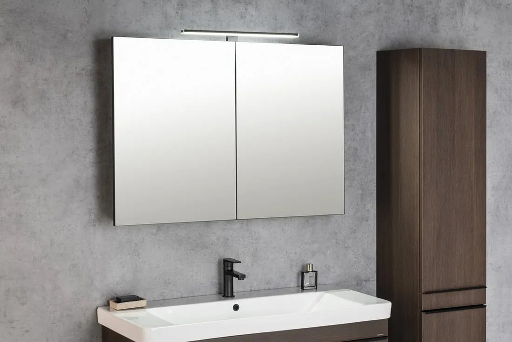 Sapho Sapho, GRETA galérka s LED osvetlením, 81x70x14cm, čierna mat, GR085-0035