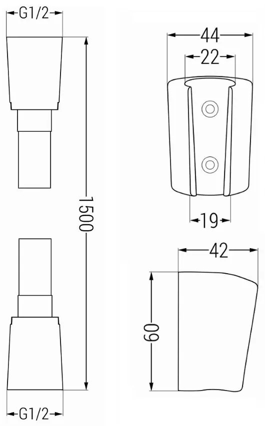 Mexen príslušenstvo - 1-bodový ručný sprchový set R-45, zlatý, 785456052-50