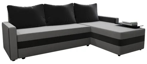 Čalúnená univerzálna rozkladacia rohová sedacia súprava do tvaru L BRISTOL sivá/čierna