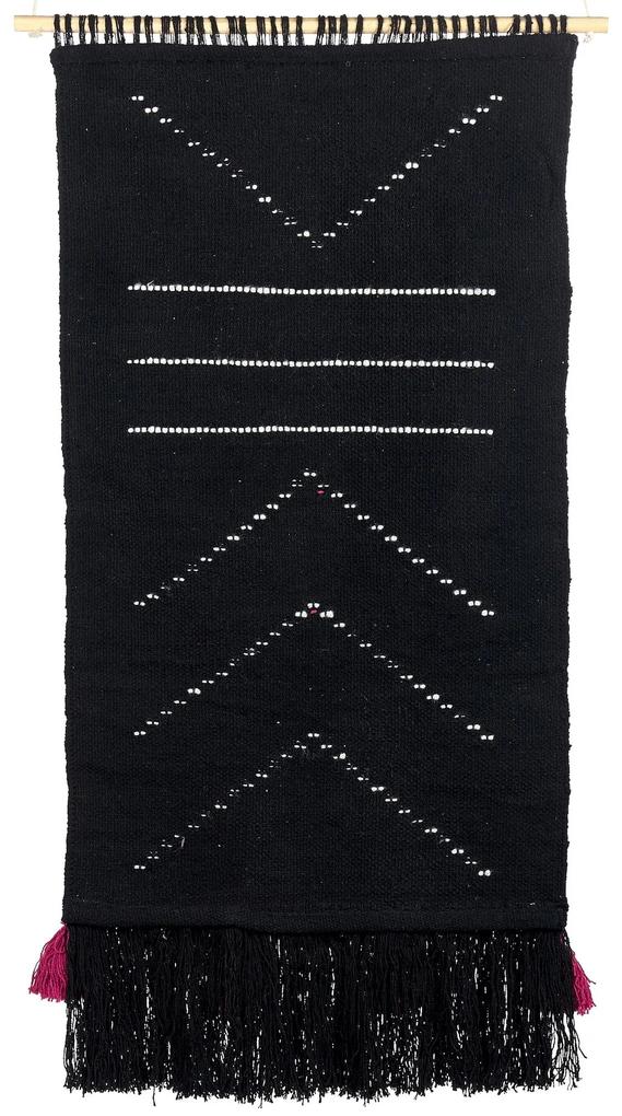 Bavlnená nástenná dekorácia čiernobiela PAKPATTAN Beliani