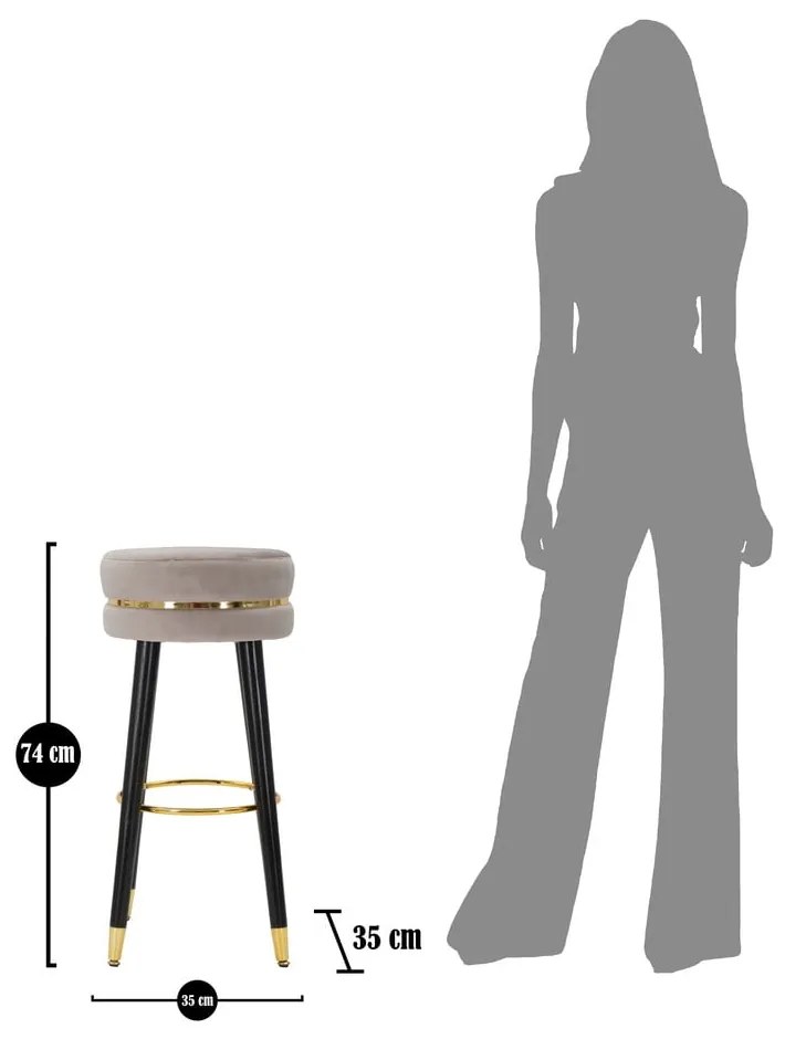 Svetlosivá čalúnená barová stolička (výška sedadla 74 cm) Paris – Mauro Ferretti