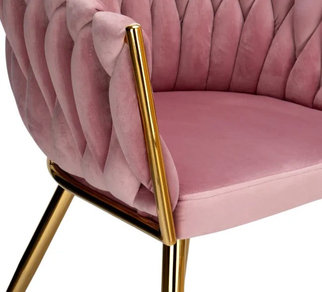 Jedálenská stolička COFTON zamatová, zlatá / ružová