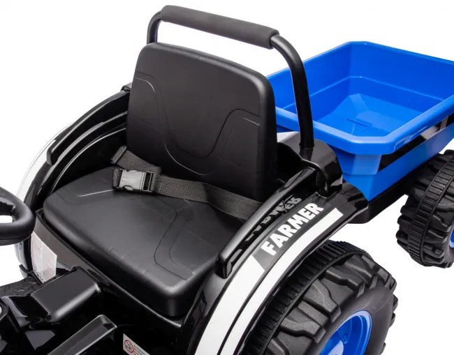 Elektrický traktor s prívesom Farmer modrý