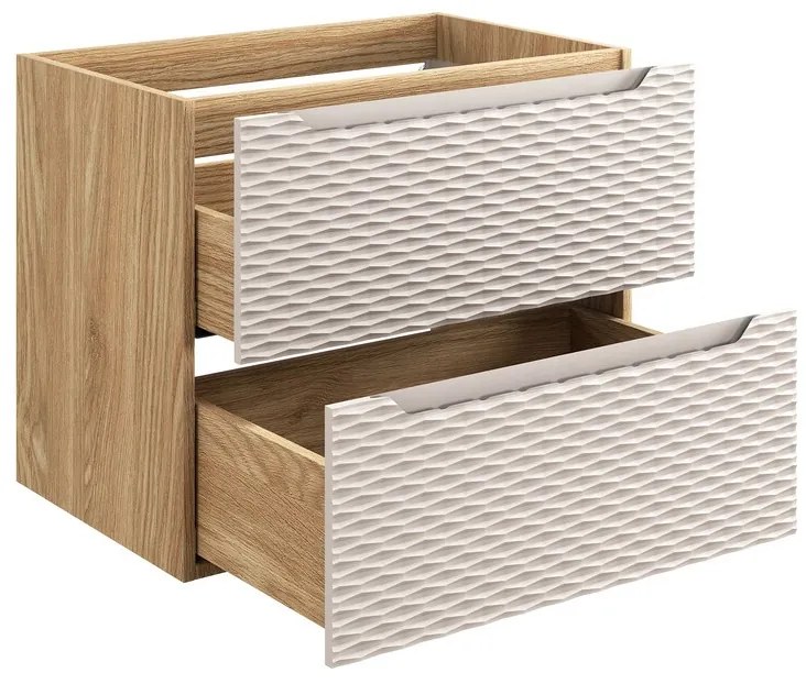 Závěsná skříňka Ocean Trust s deskou a umyvadlem 80 cm béžová/dub olejovaný