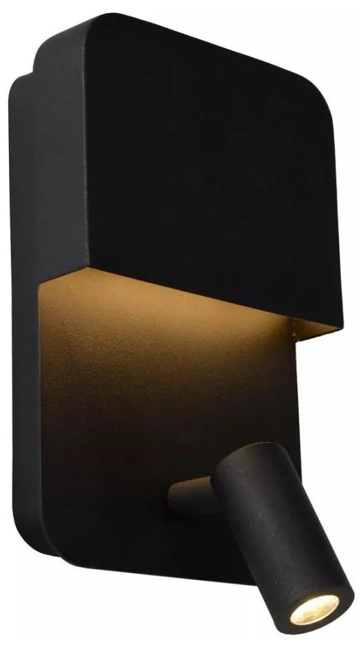Lucide 79200/08/30 - LED Nástenné svietidlo BOXER LED/5W/230V + LED/5W USB čierna