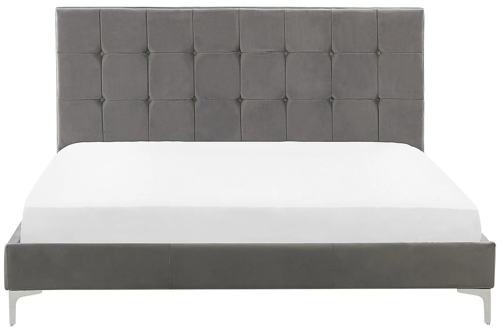 Zamatová posteľ 140 x 200 cm sivá AMBERT Beliani