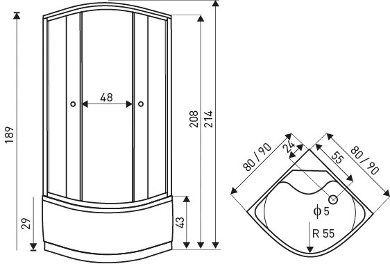 D‘Eluxe - MASÁŽNE BOXY - Sprchový Masážny Box PN1K8821 xx21cm hydromasážny sprchový box číre 4 satén 80 214 80x80x214 48