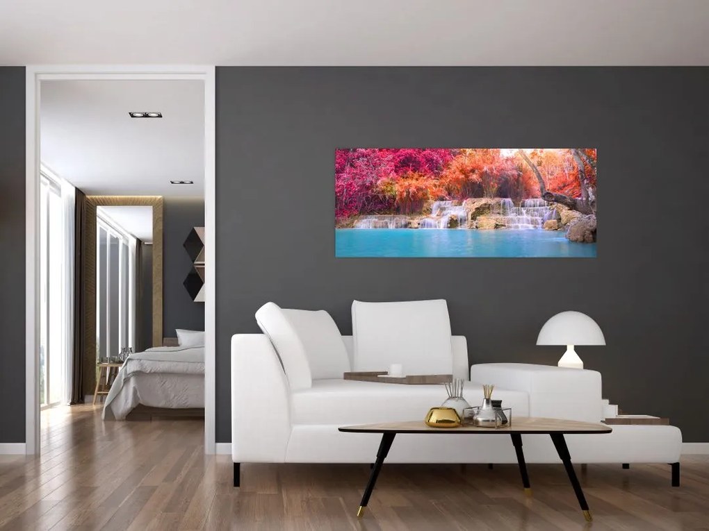 Obraz tyrkysovej lagúny, Laos, Tat Kuang Si (120x50 cm)