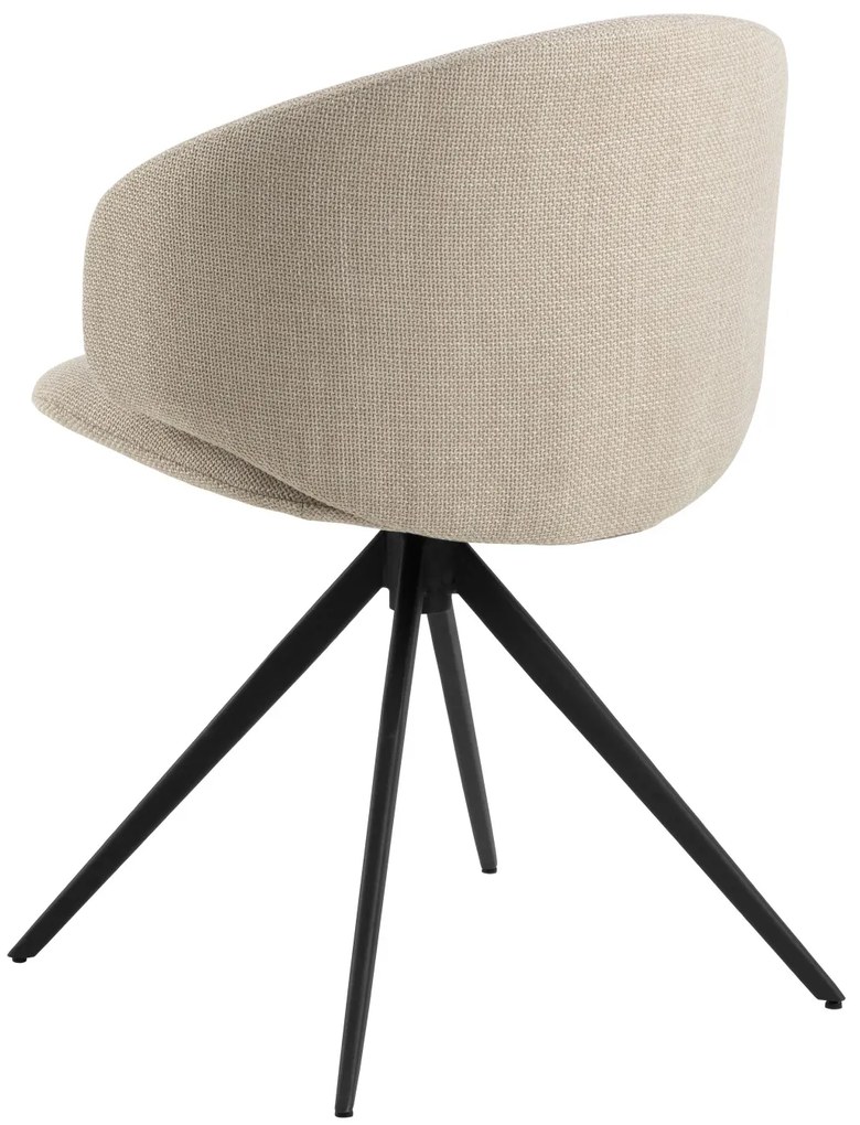 NELA Béžová (látka Basel 24)/čierne nohy – MODERNÁ OTOČNÁ ČALÚNENÁ STOLIČKA DO OBÝVAČKY/JEDÁLNE/KANCELÁRIE LOFT