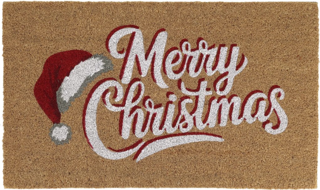 Hnedá kokosová rohožka Merry Christmas - 75 * 45 * 1,5 cm