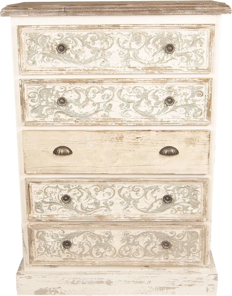Drevená komoda so zásuvkami a ornamenty - 85 * 36 * 120 cm