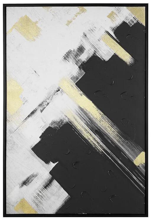 Zarámovaný obraz na plátne 93 x 63 cm čierno-biely SORA Beliani