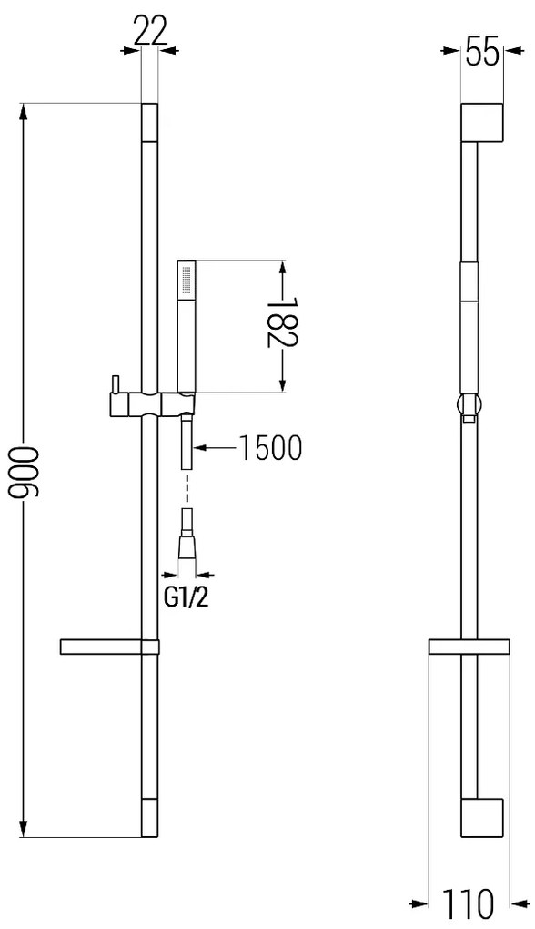 Mexen Zero DS70 sprchová sada, čierna, 71114DS70-70