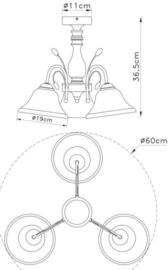 Globo 69007-3 - Stropné svietidlo POSADAS 3xE27/60W/230V