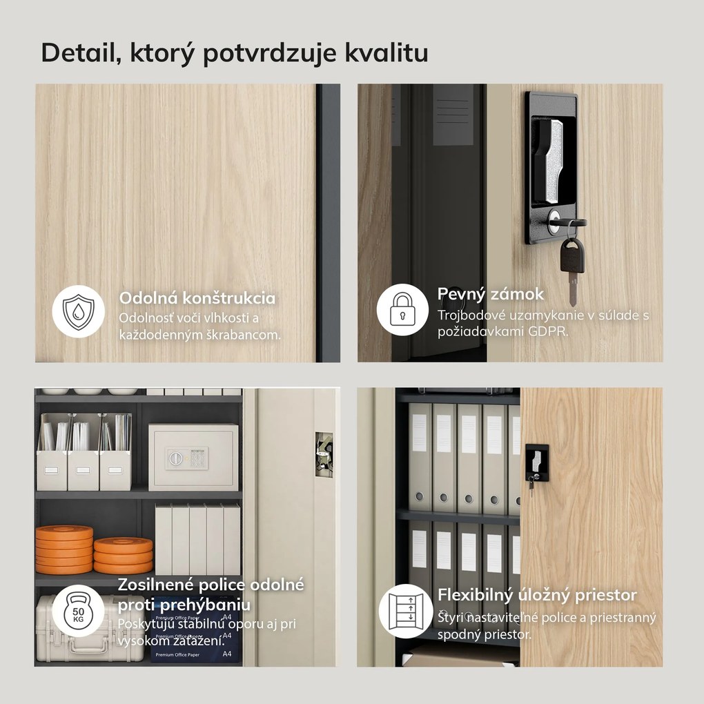 Kancelárska skriňa na dokumenty antracitová / dub sonoma: Eco Design JAN 900 x 1850 x 400 mm