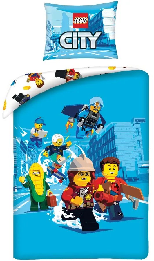 Bavlnené posteľné obliečky LEGO CITY Adventures - motív Fire Team - 100% bavlna - 70 x 90 cm + 140 x 200 cm