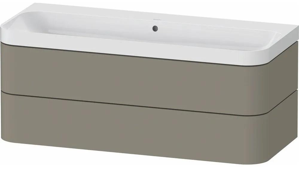 DURAVIT Happy D.2 Plus c-shaped závesná skrinka s nábytkovým umývadlom bez otvoru, 2 zásuvky, 1175 x 490 x 480 mm, kameňovo šedá matná lakovaná, HP4349N92920000