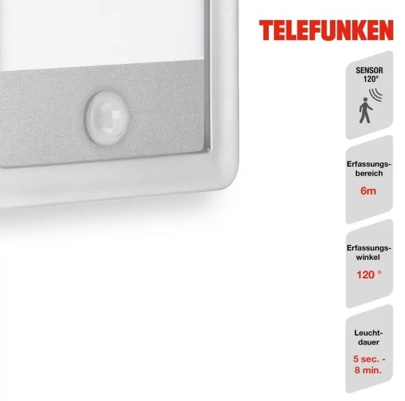 Telefunken 313904TF-LED Vonkajšie nástenné svietidlo so senzorom LED/16W/230V IP44
