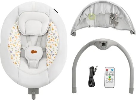 KINDERKRAFT - Detská hojdačka s melódiou 2v1 LUMI svetlošedá