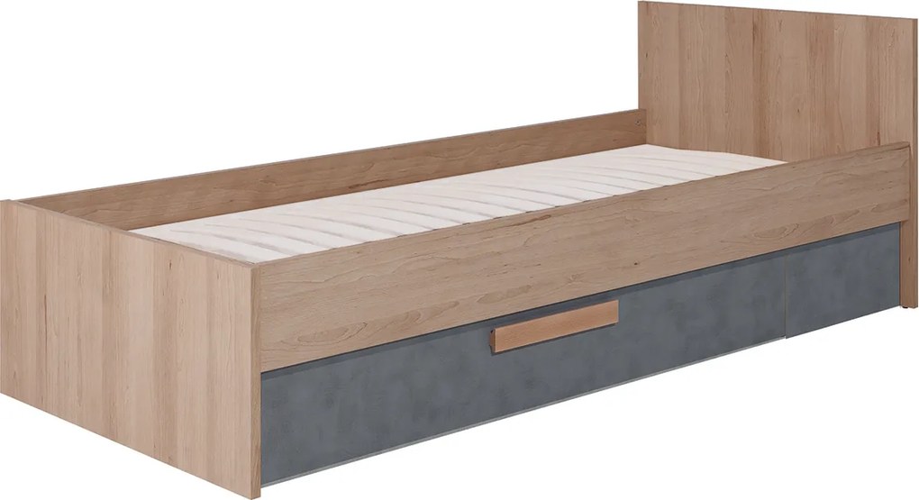 BOG-FRAN Aygo AG12 jednolôžková posteľ (váľanda) s uložným priestorom pieskový buk / peltro