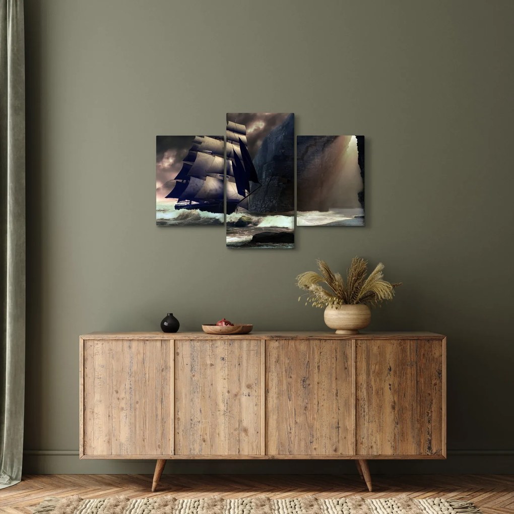 Obraz - Loď medzi útesmi (90x60 cm)