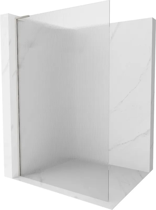 Mexen Kioto L, sprchová zástena Walk-In 120 x 200 cm, 8mm sklo s rebrovým vzorom, brúsená oceľ profil, 800-120-103-97-09