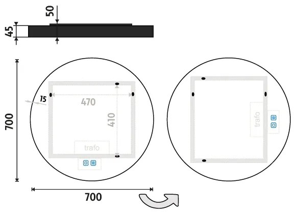 NIMCO ZPC 31001RVX-90 - LED Kúpeľňové podsvietené zrkadlo 3000-6500K 70 cm IP44