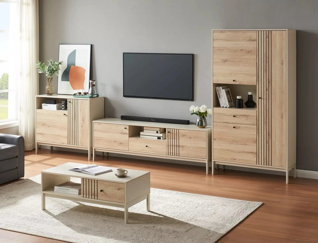 Komoda Frost II 100 cm krémová/alpský dub