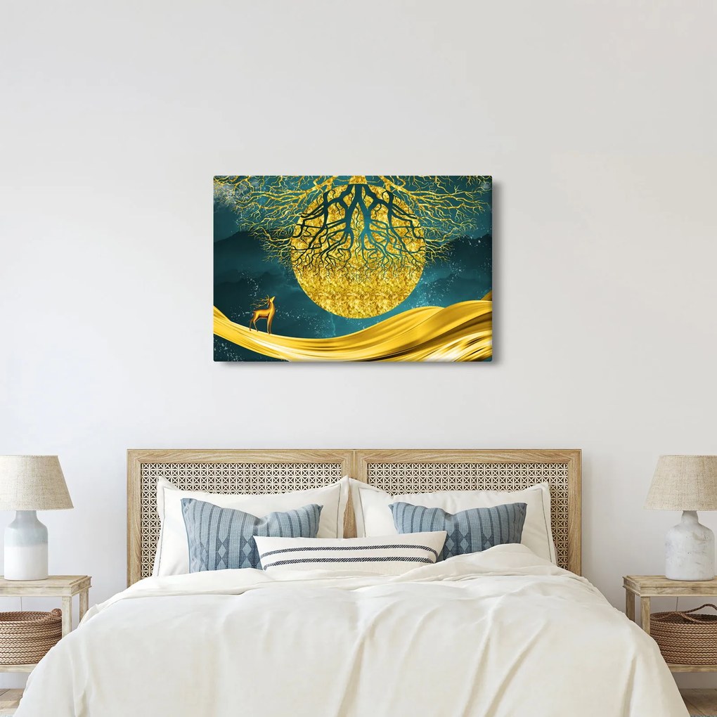 Obraz - Abstrakcia, Zlatá krajina (90x60 cm)