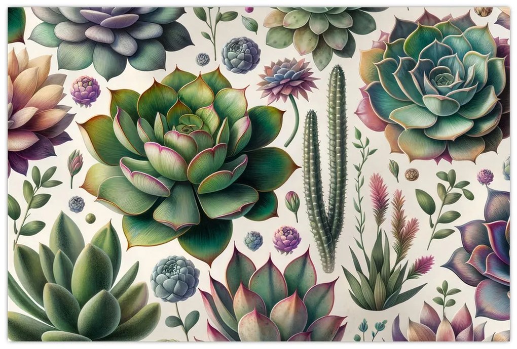 Obraz - Sukulenty (90x60 cm)