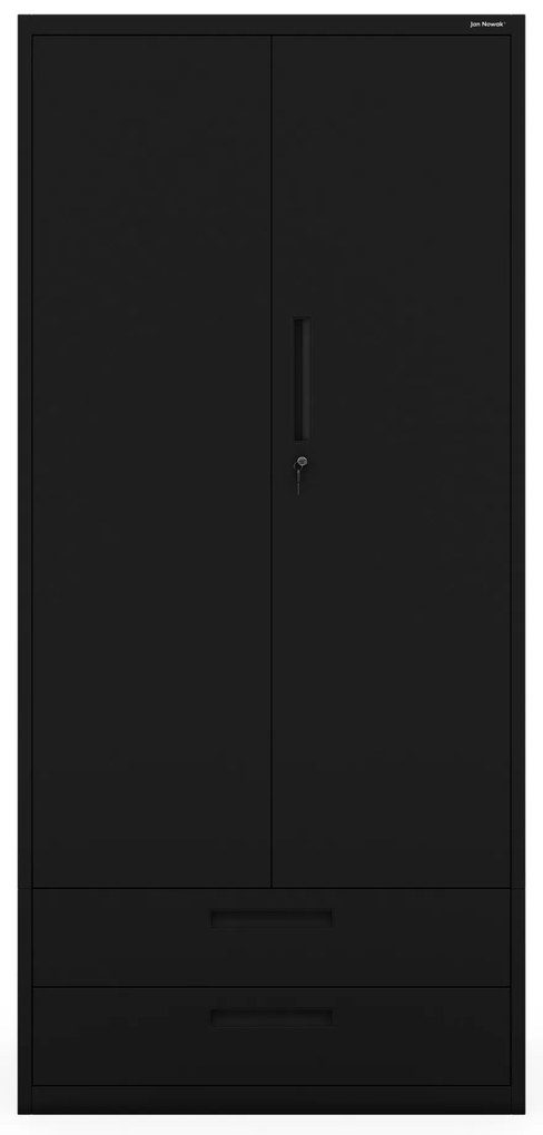 Kovová skriňa MEGAN – čierna, dvojitá zásuvka, 195 cm