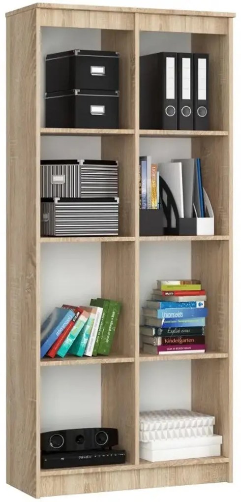 Regál R 80 cm CLP 8 poličiek dub sonoma