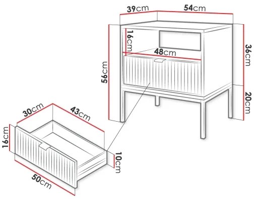 Nočný stolík NOVA 56x54 cm čierna/zlatá