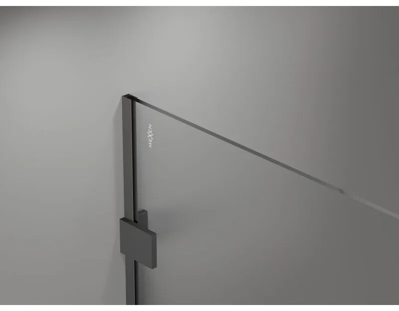 Mexen Lunar, sprchová stena pravá 100 x 200 cm, priehľadná 8 mm, grafitová, 830-100-000-95-00-P