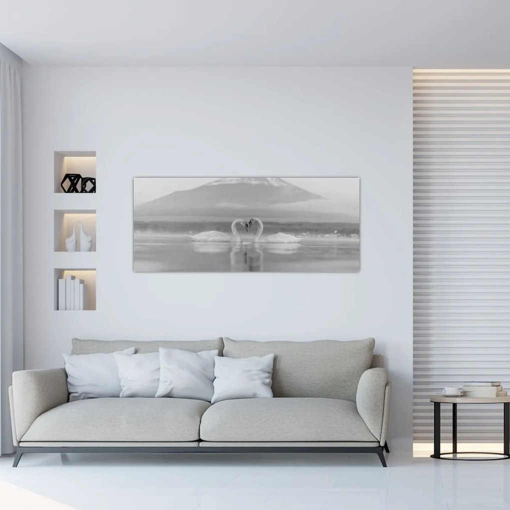 Obraz - Zamilované labute (120x50 cm)