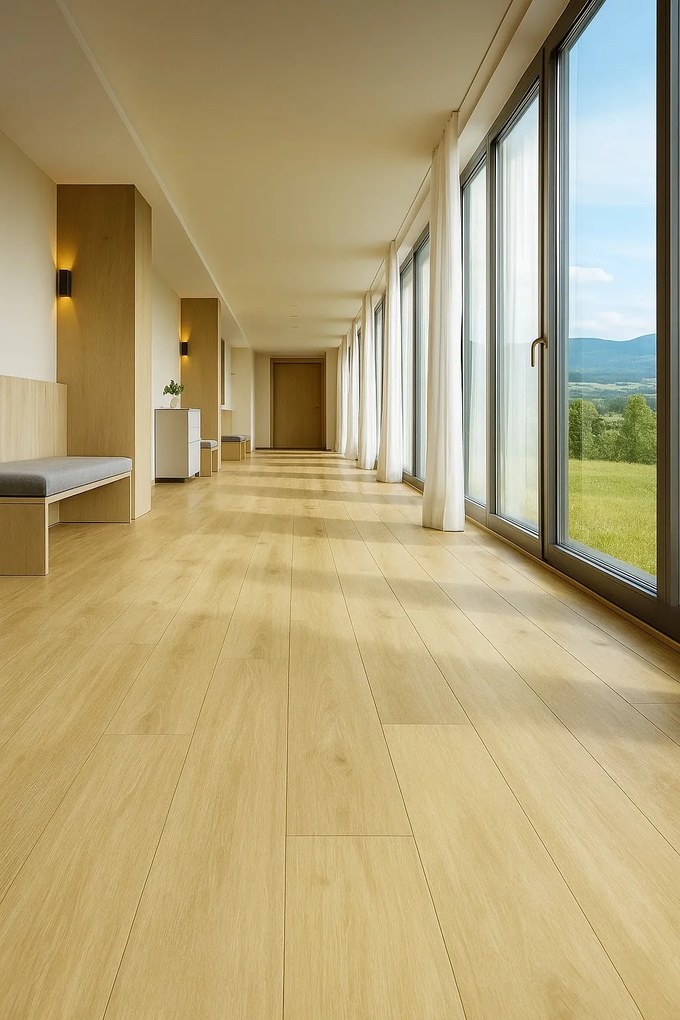 Beauflor, PVC podlaha - lino Texalino Supreme 216 Stamford Oak - dub, na mieru, šíře 2m,5m, žltá, filc, chodba / predsieň