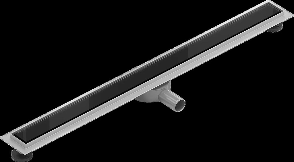 Mexen Flat lineárny nerezový žľab 80 cm, 360 ° sifón, čierne sklo - 1026080-40