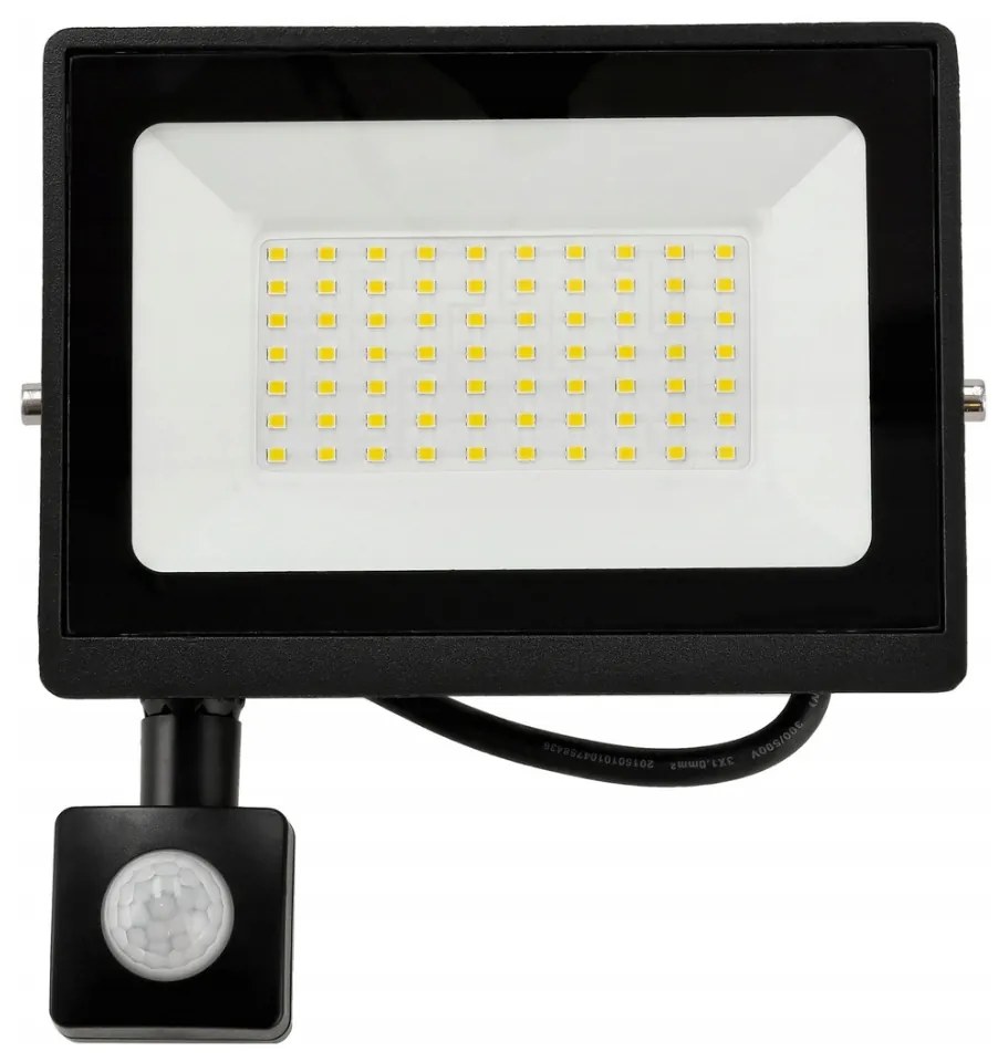 BERGE LED reflektor IP65 - 50W - 4500lm s pohybovým a súmrakovým senzorom - neutrálna biela