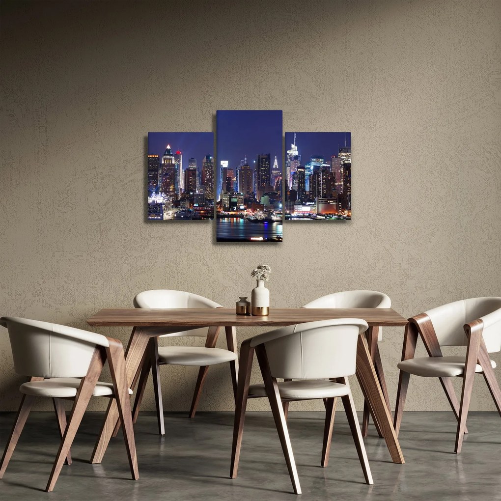 Obraz - Osvetlené New Yorské mrakodrapy (90x60 cm)