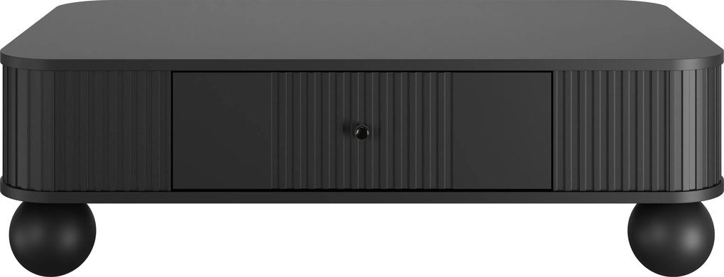 Čierny konferenčný stolík Vesper 103x60 cm so zásuvkou - čierne úchyty / guľové nohy