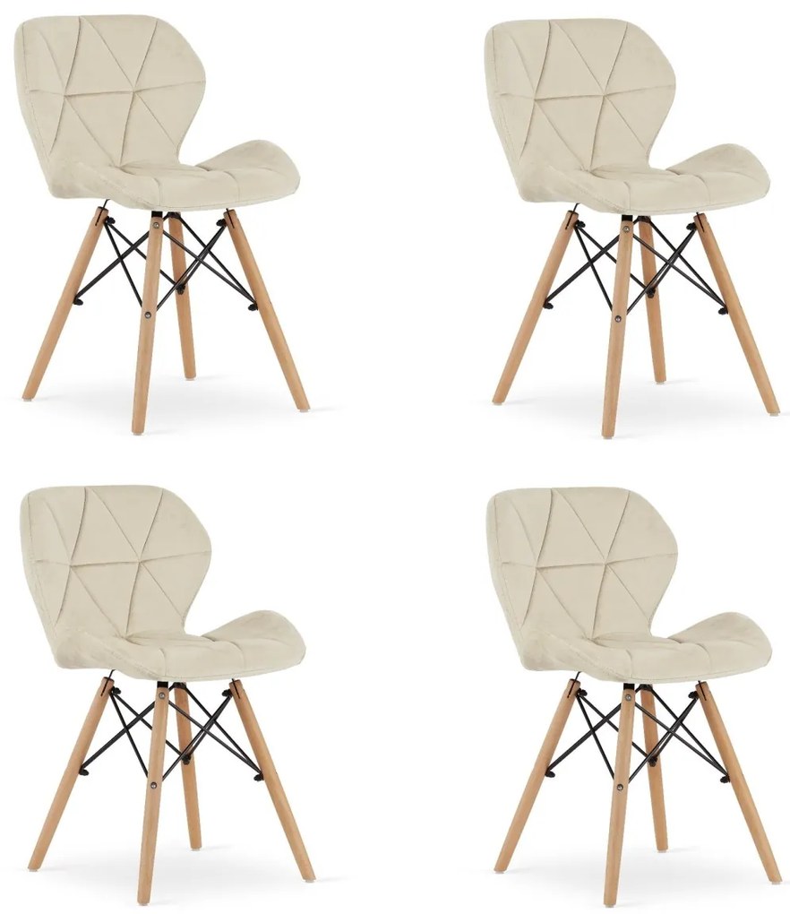 Set 4 zamatových kresiel LAGO - béžové