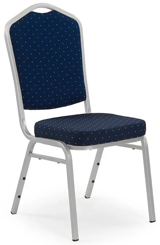 Stolička K66S kov/tkanina strieborná/modrá 45x59x93